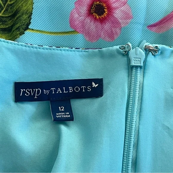 Talbots RSVP Occasion Collection Blue Floral Fit & Flare Dress - Size 12 - Picture 6 of 16